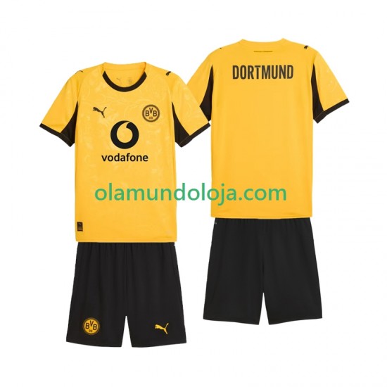 Camisola Borussia Dortmund Cup Criança Equipamento Primeiro 2025-2026 Manga Curta